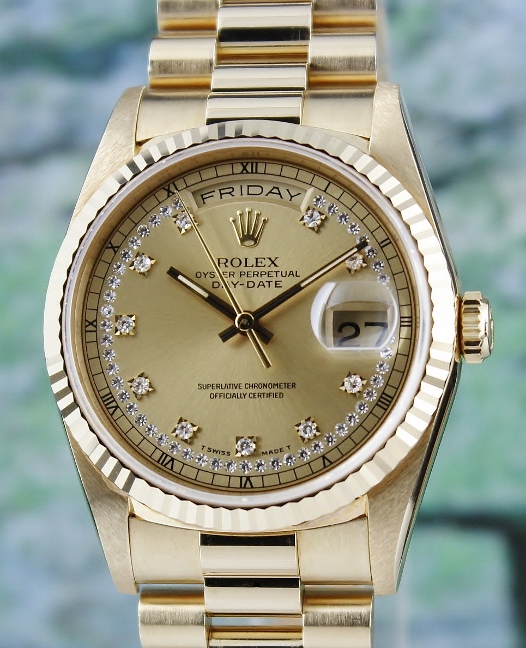 (image for) A ROLEX 18K MEN SIZE YELLOW GOLD OYSTER PERPETUAL DAY-DATE / 18238